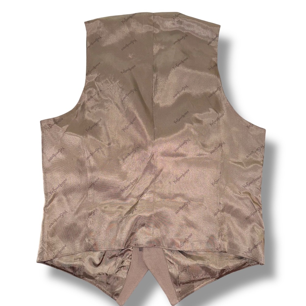 Yves‎ Saint Laurent Vest Mens Taupe Bronze Classic Formal YSL Buttoned Waistcoat - Picture 4 of 8